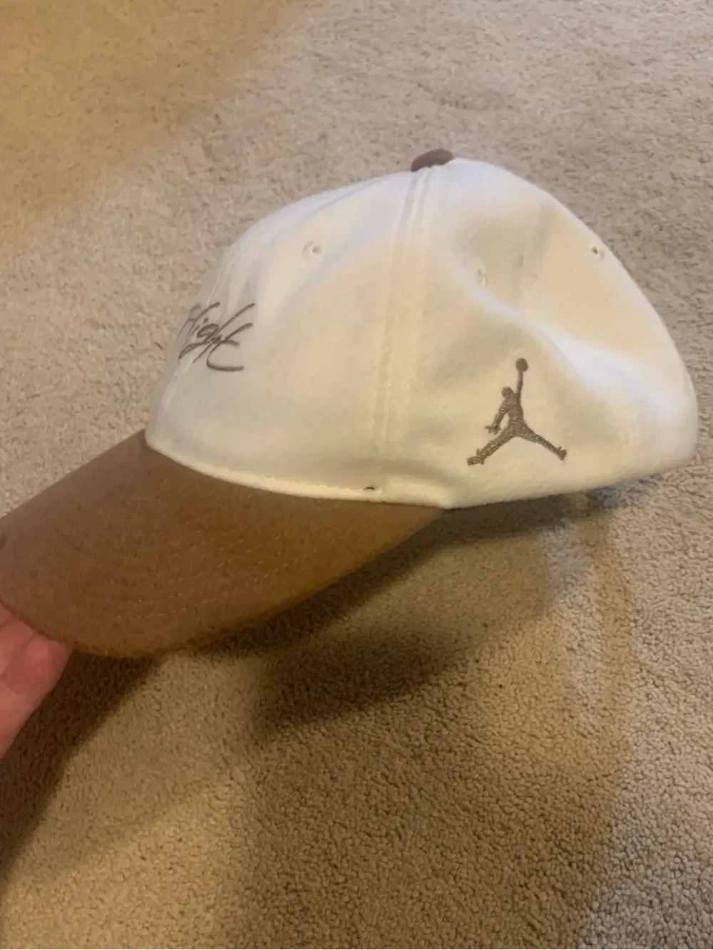 Nike Air Jordan Fly Flight Unstructured Strapback Hat White Brown S/M